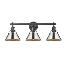 Golden 3306-BA3 BLK-CH - Yep by Golden Lighting Orwell 3-light Vanity in Matte Black and Chrome shade